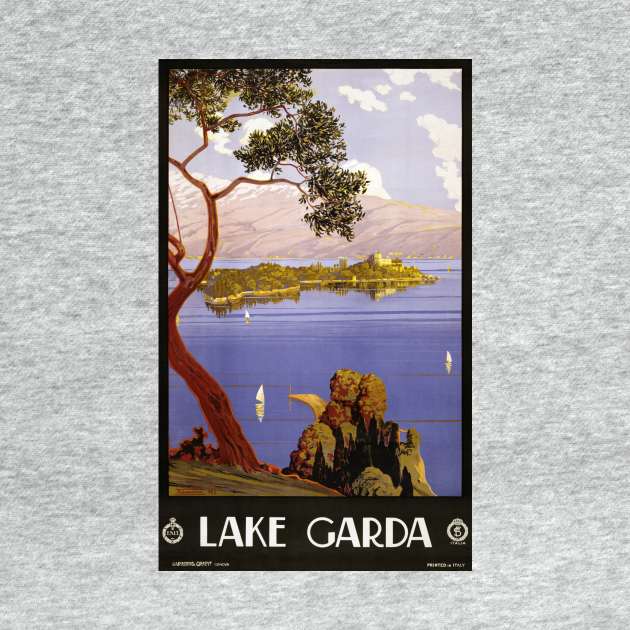 Vintage Travel Poster from Lake Garda in Italy by MasterpieceCafe